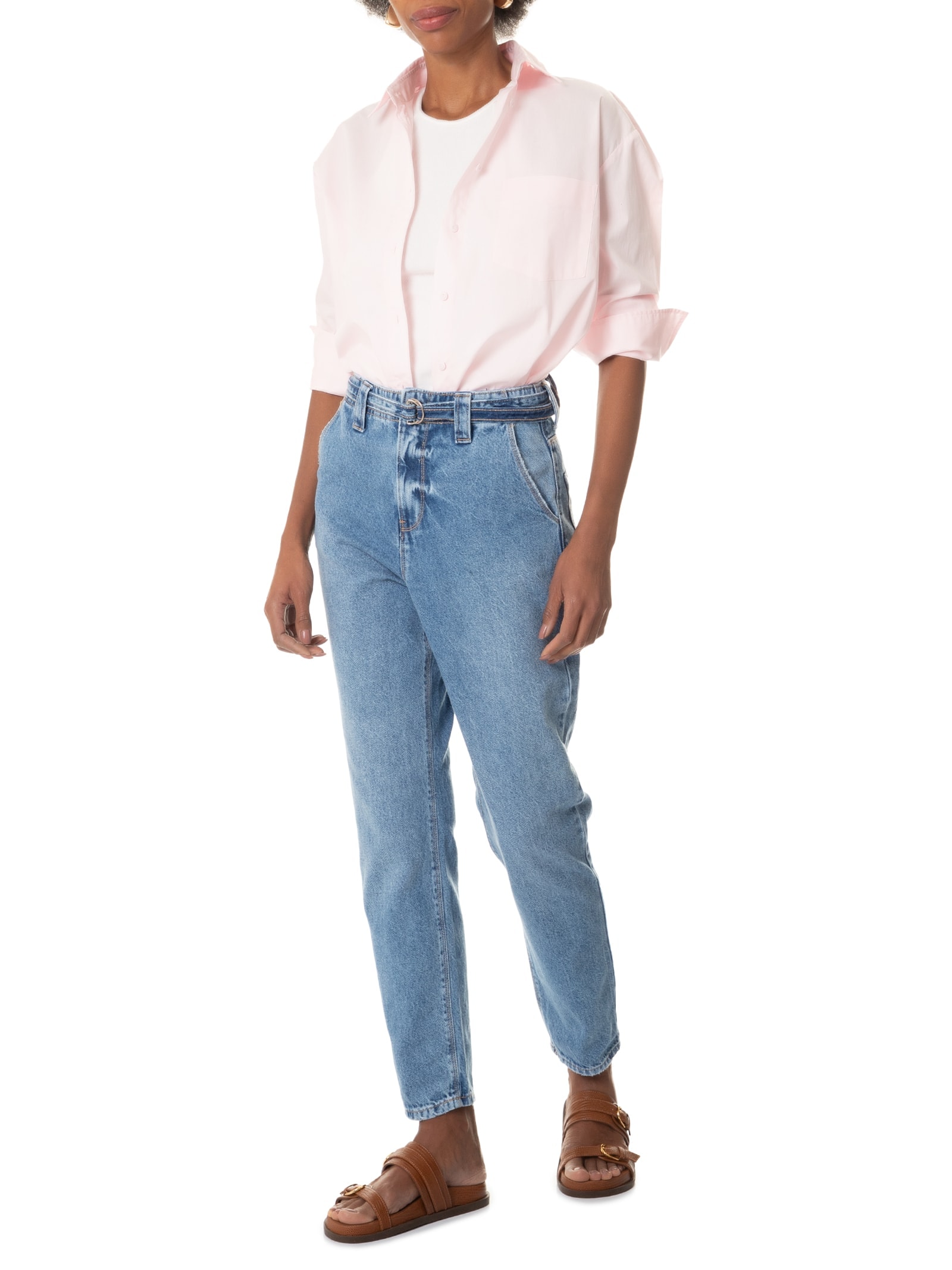 Calça Feminina Jeans Cinto Azul Lez A Lez