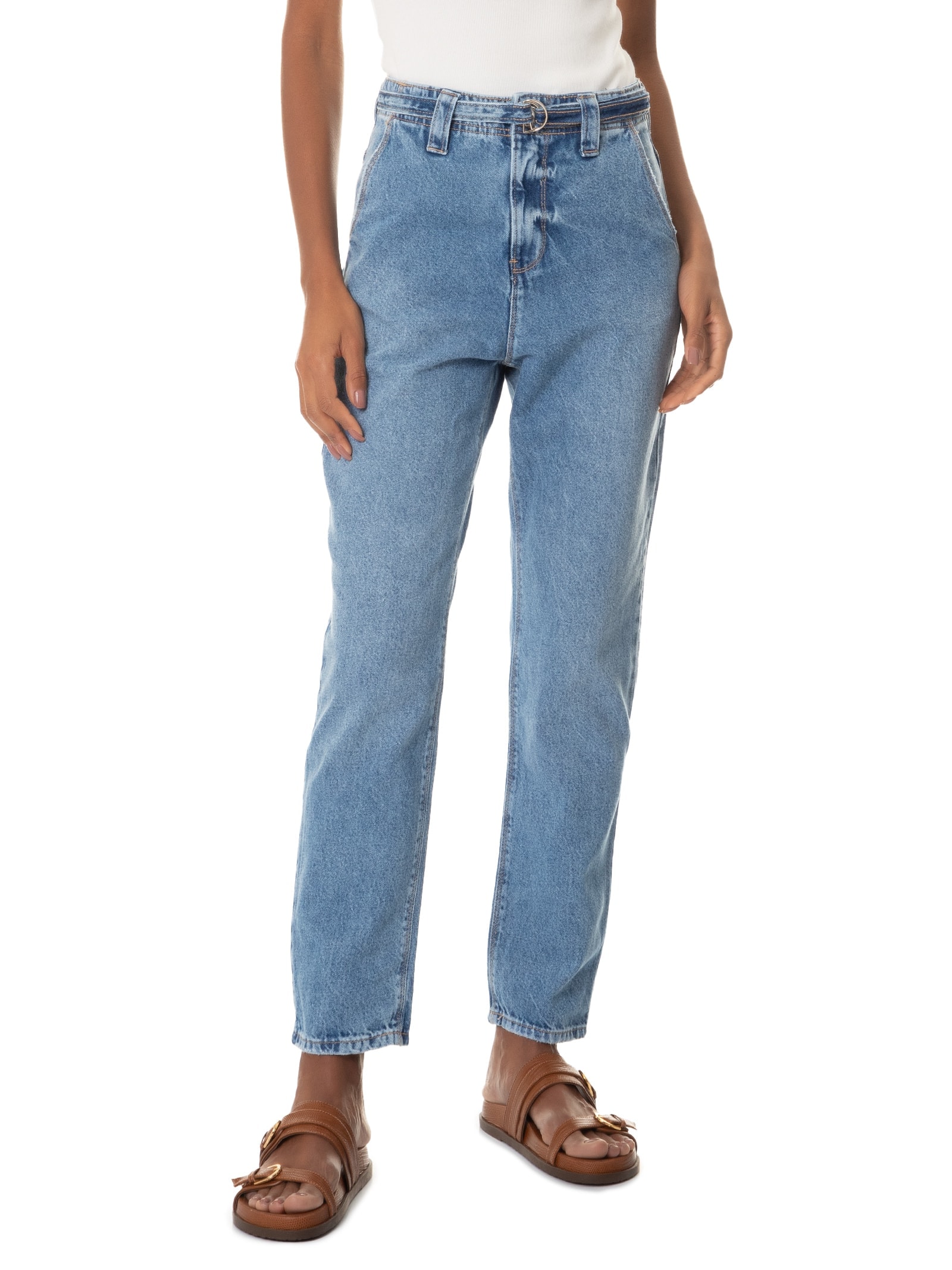 Calça Feminina Jeans Cinto Azul Lez A Lez