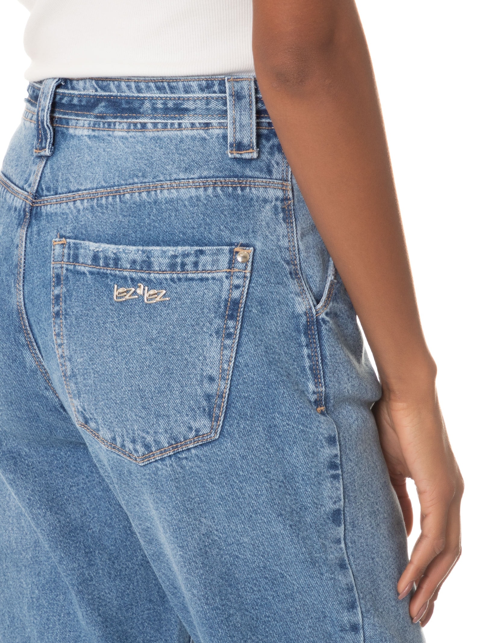 Calça Feminina Jeans Cinto Azul Lez A Lez