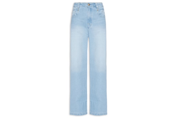 Calça Feminina Jeans Cintura Média Gancho Baixo - Azul