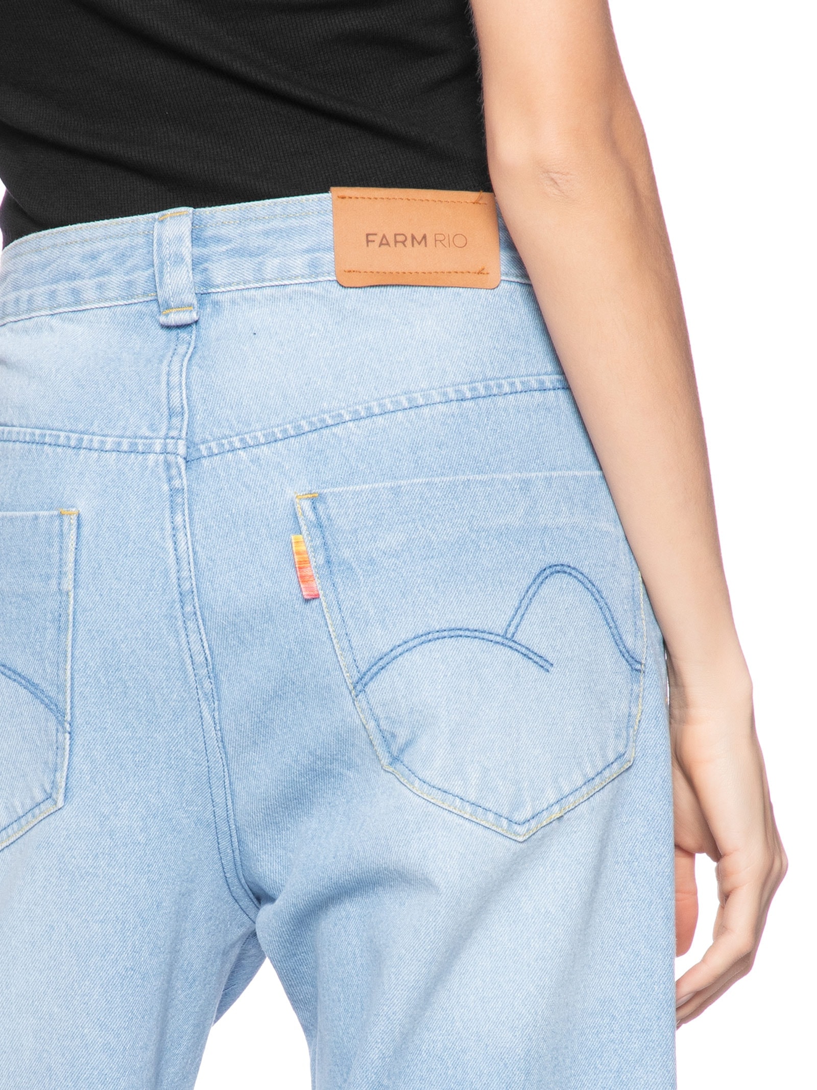 Calça Feminina Jeans Cintura Média Gancho Baixo Azul Farm