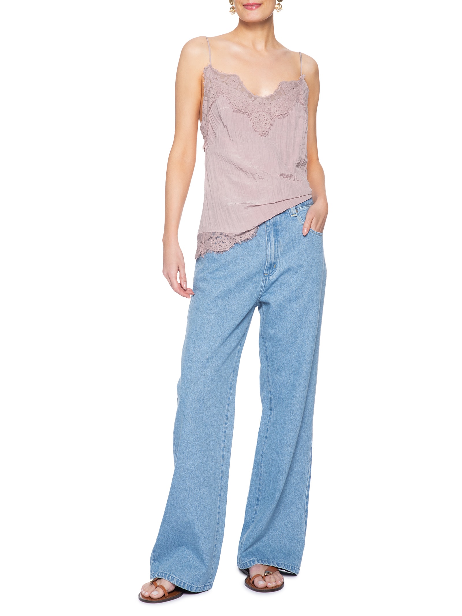Calça Feminina Jeans Cintura Média – Azul Farm