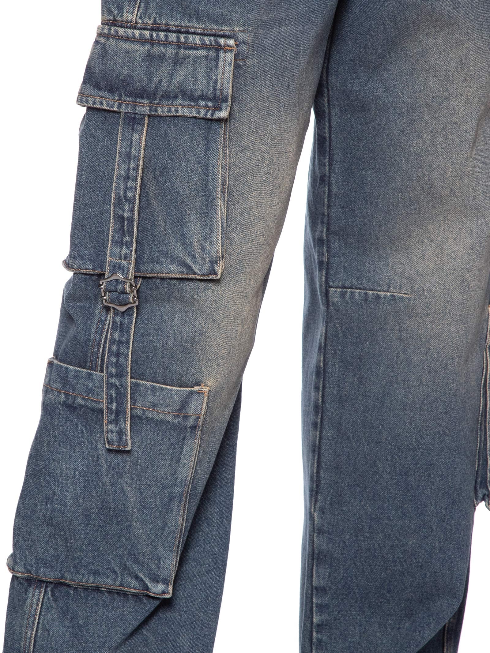 Calça Feminina Jeans Com Bolso Cargo Azul Animale Jeans