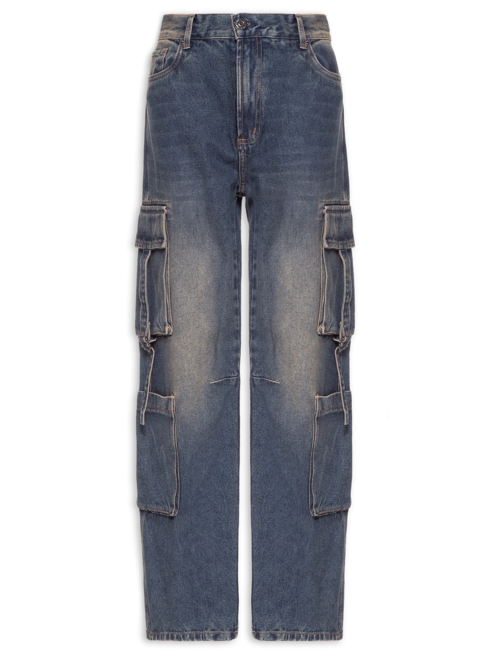 Calça Feminina Jeans Com Bolso Cargo Azul Animale Jeans