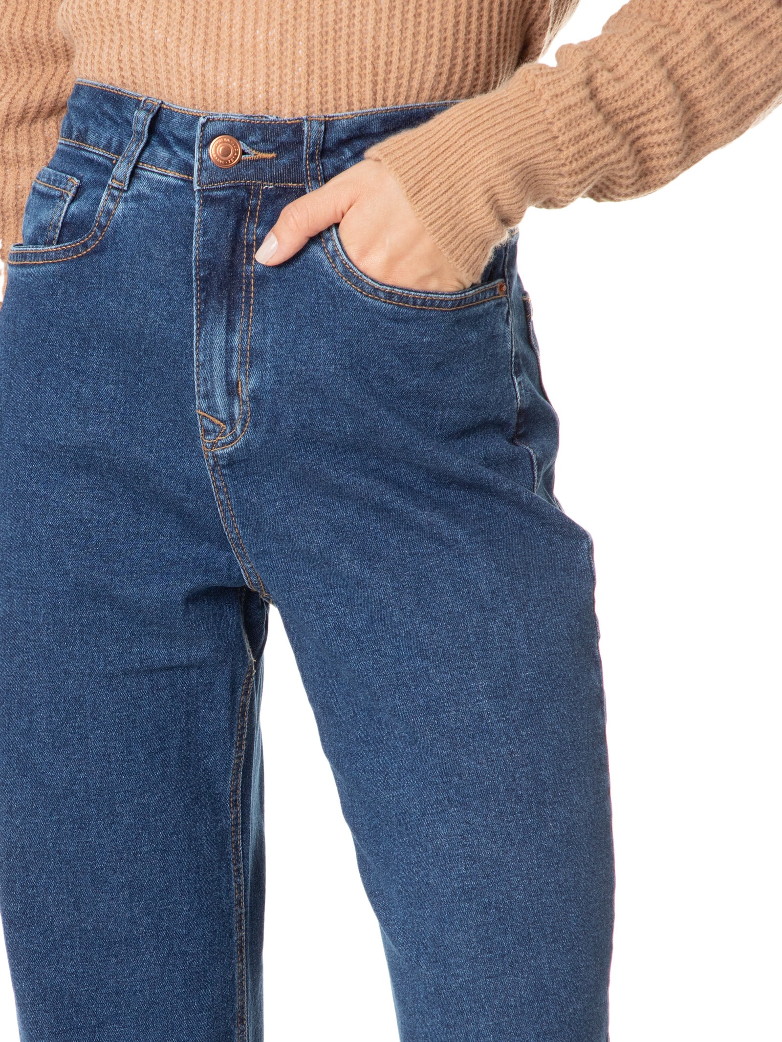 Lez a Lez - Calça Feminina Jeans Com Elastano - Azul