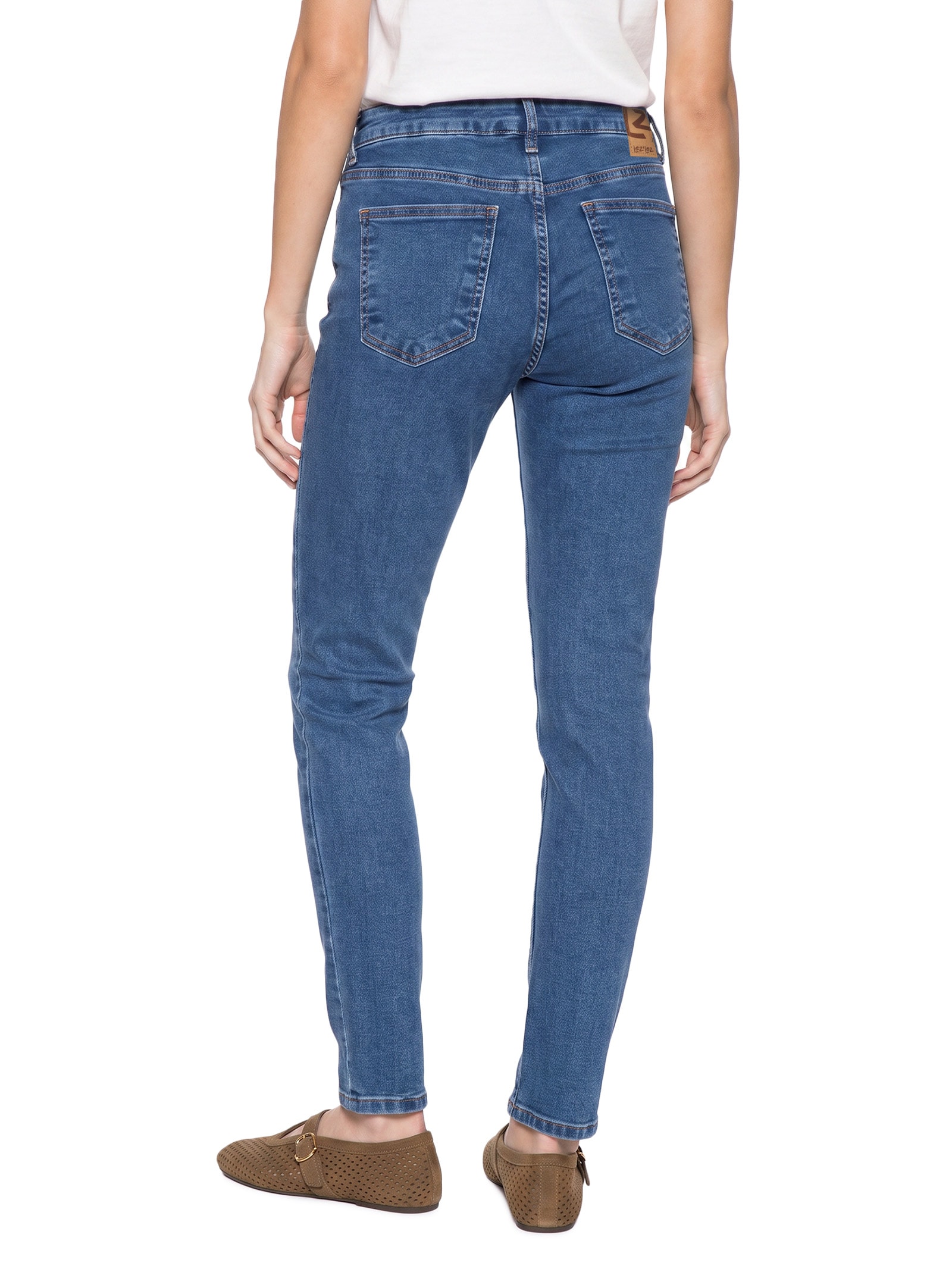 Calça Feminina Jeans Com Elastano Azul Lez A Lez