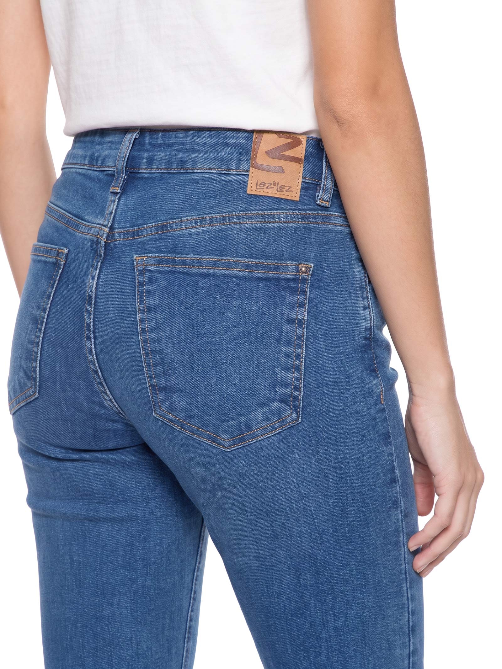 Calça Feminina Jeans Com Elastano Azul Lez A Lez