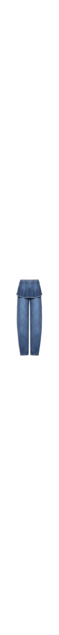 Calça Feminina Jeans Com Sobreposição - Azul