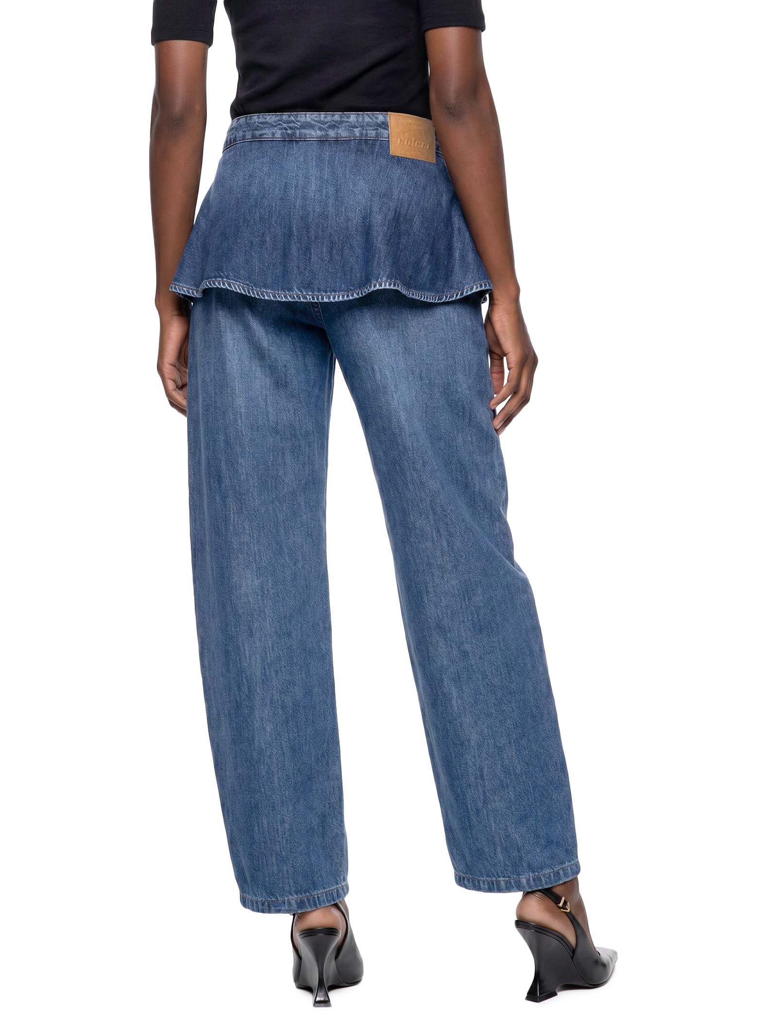 Calça Feminina Jeans Com Sobreposição Azul Colcci