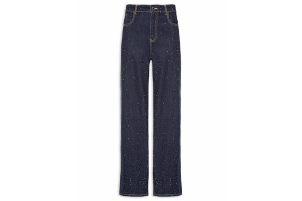 Calça Feminina Jeans com Strass – Azul