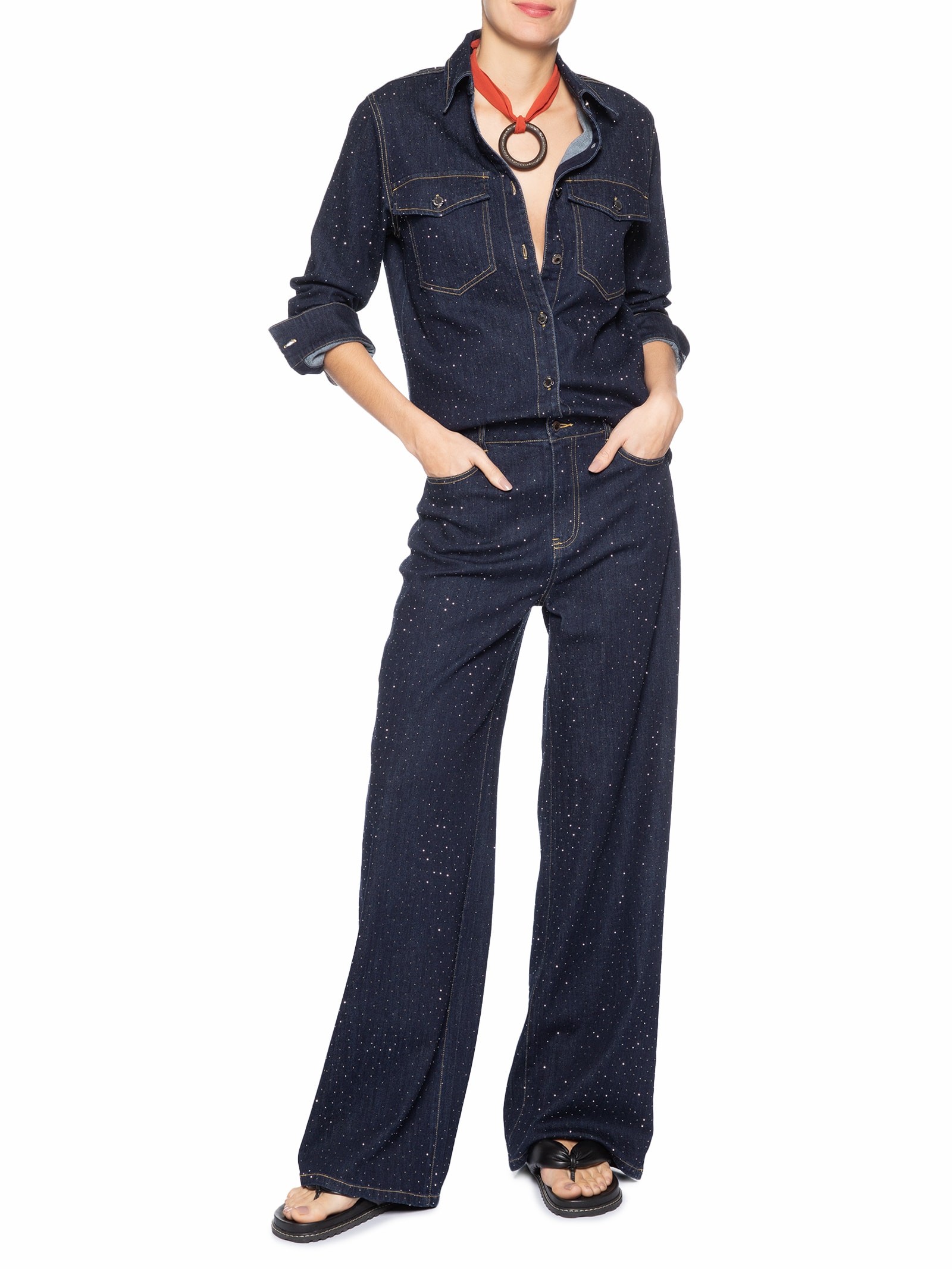 Calça Feminina Jeans com Strass – Azul Animale Jeans