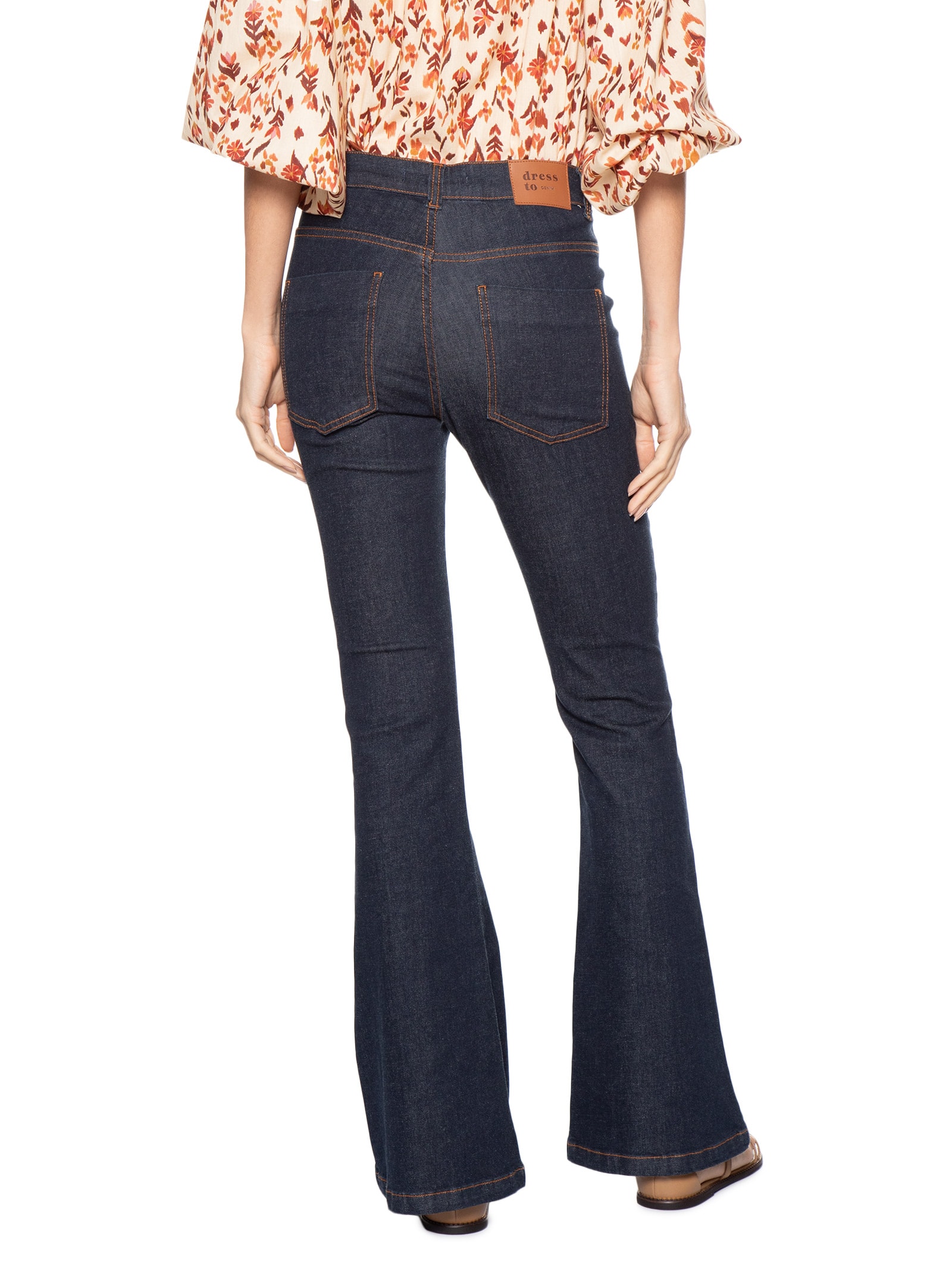 Calça Feminina Jeans Confort Detalhe Pesponto Azul Dress To