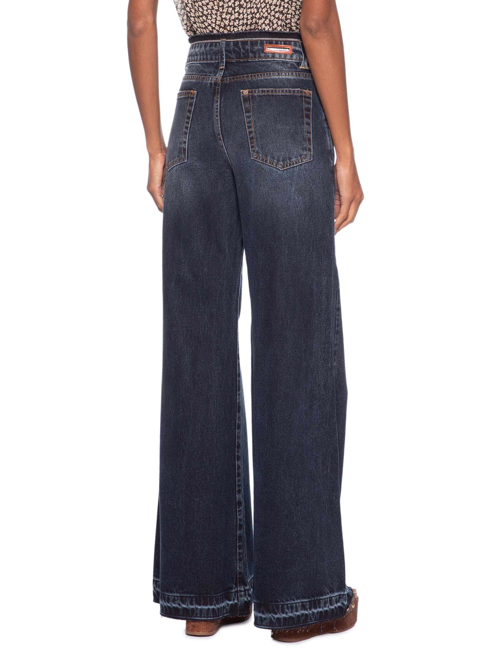 Calça Feminina Jeans Cós Desfiado Flare Azul Animale
