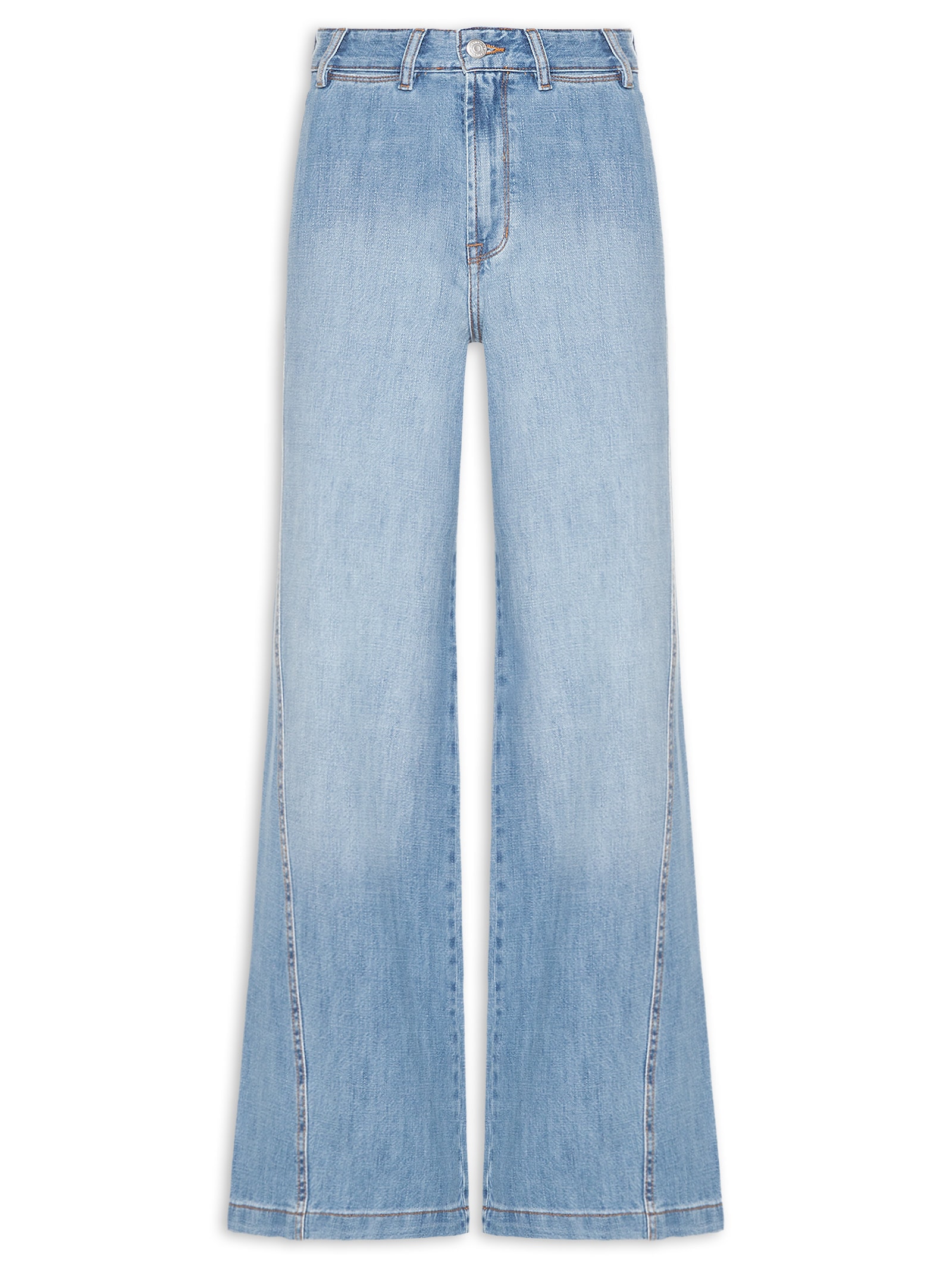 Calça Feminina Jeans Costura Deslocada Azul Maria Filó