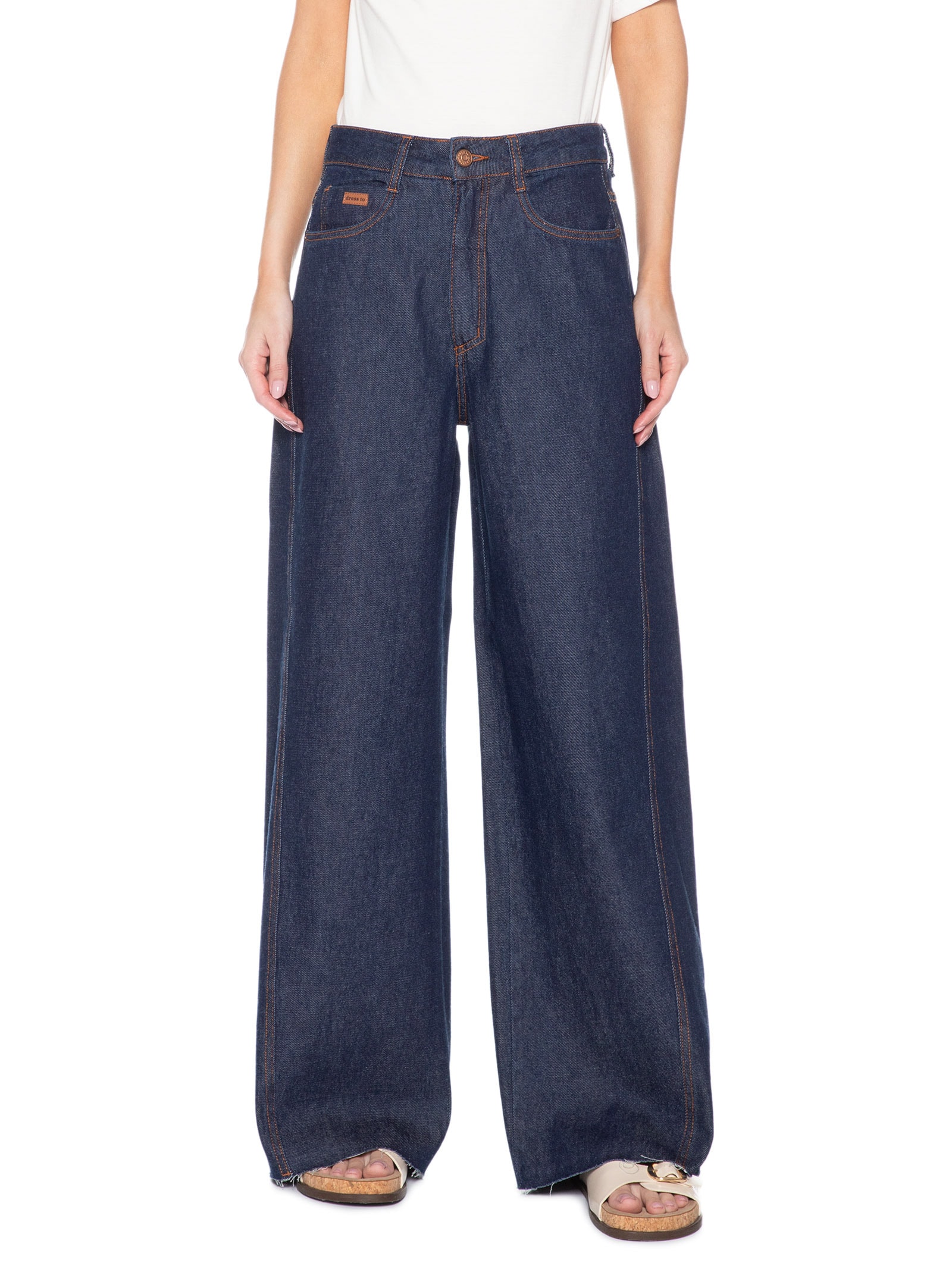 Calça Feminina Jeans Costura Deslocada Azul Dress To