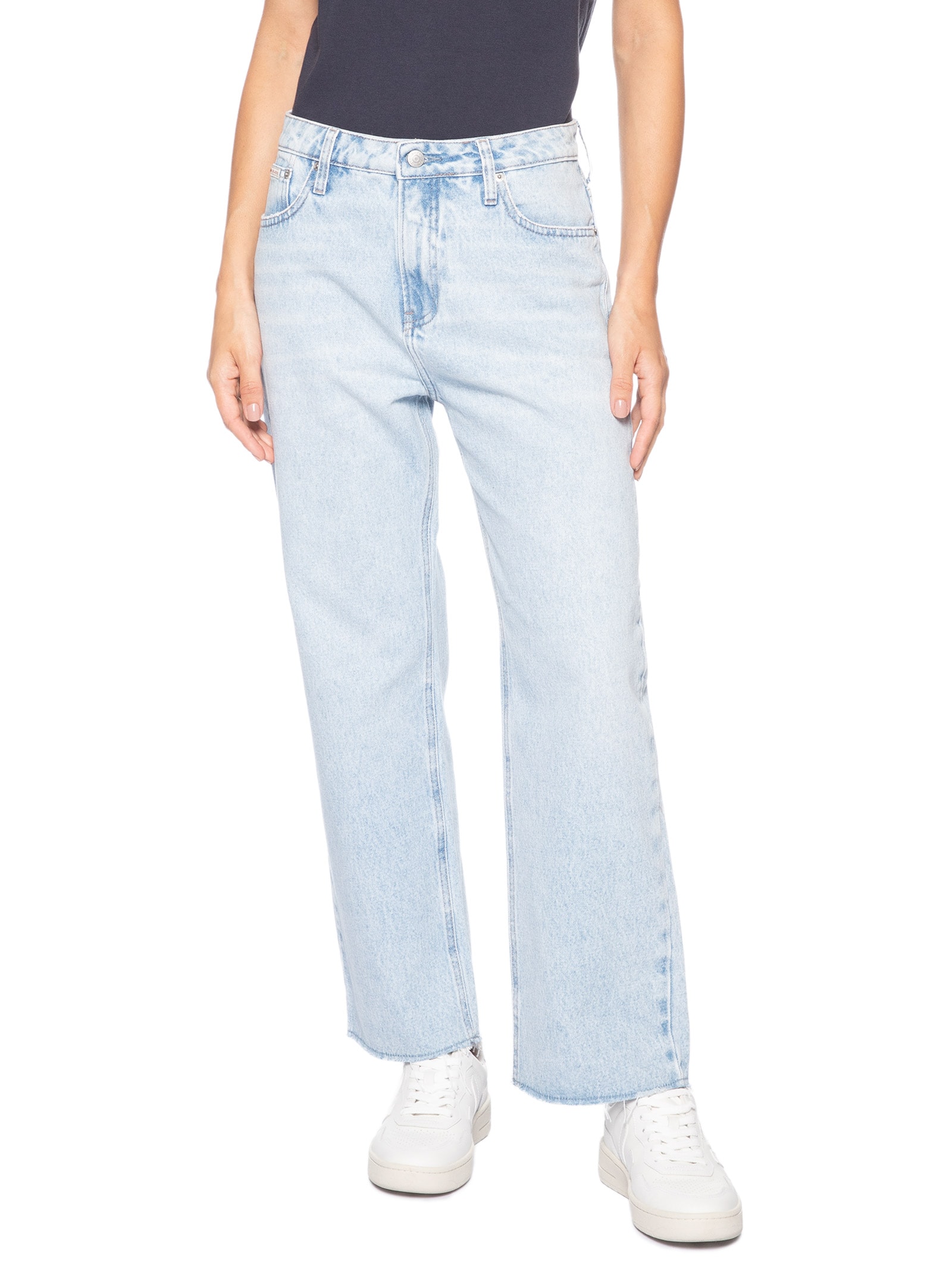 Calça Feminina Jeans Cropped Straight B. A Fio Azul Calvin Klein Jeans