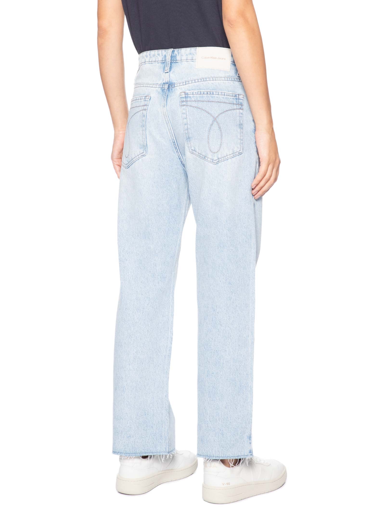 Calça Feminina Jeans Cropped Straight B. A Fio Azul Calvin Klein Jeans