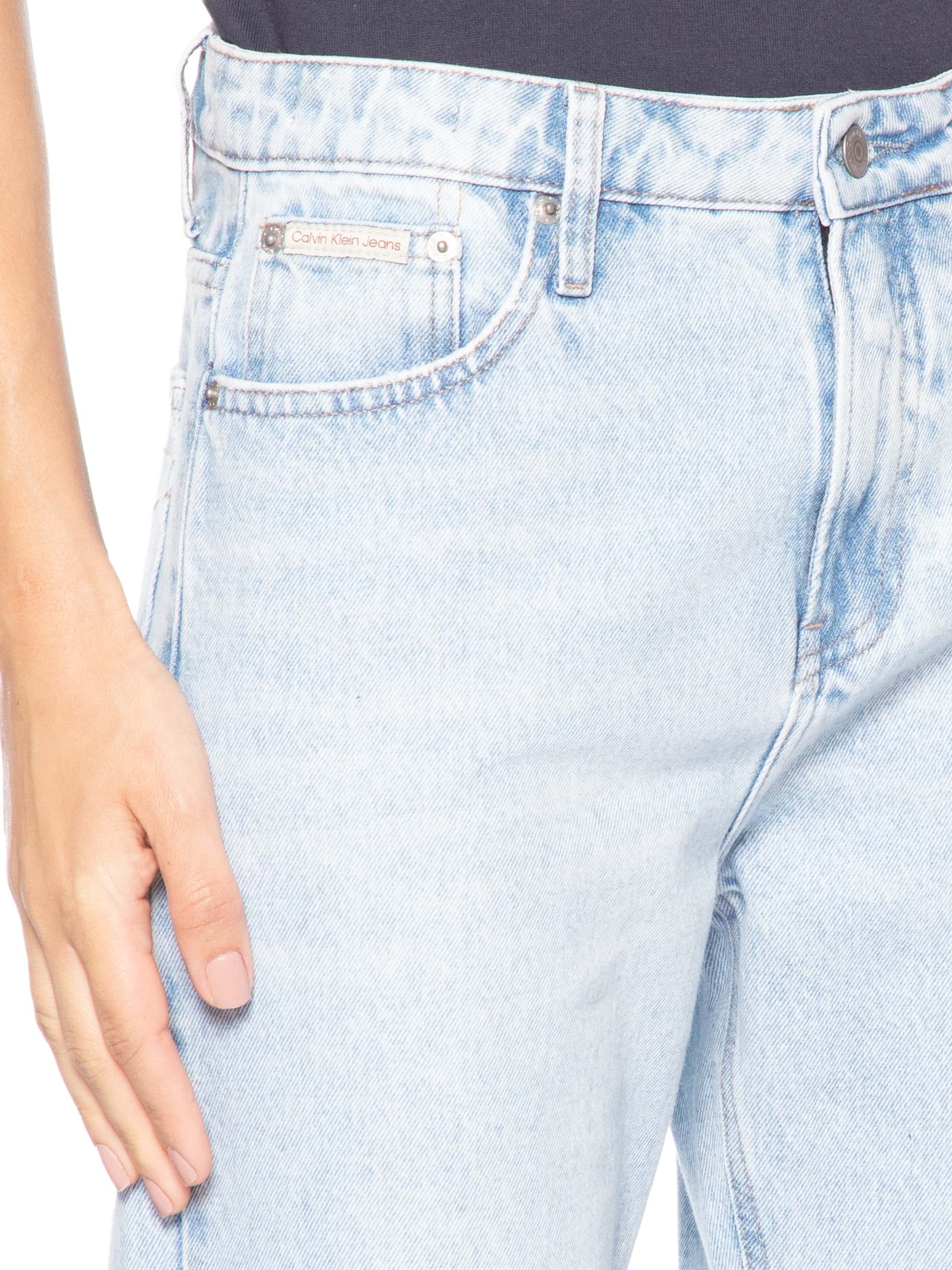 Calça Feminina Jeans Cropped Straight B. A Fio Azul Calvin Klein Jeans