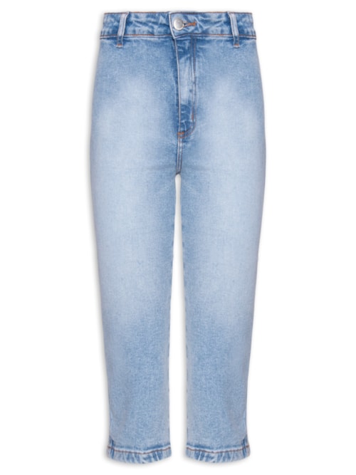 Calça Feminina Jeans Cropped Super Hight – Azul