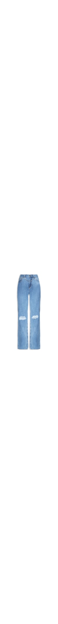 Calça Feminina Jeans Destroyed Reta - Azul