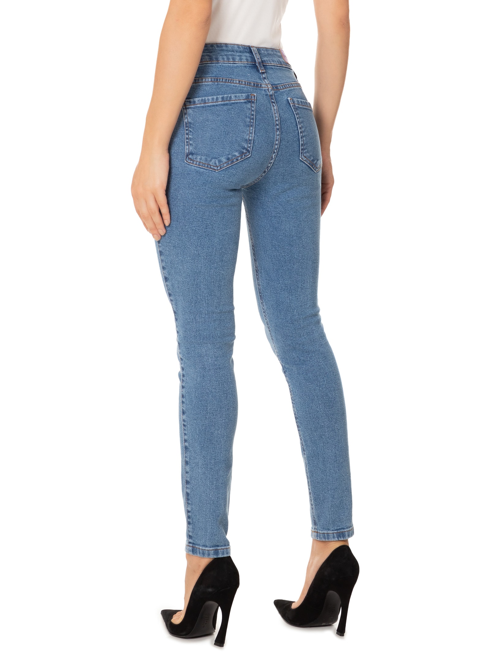 Calça Feminina Jeans Diana Skinny Ankle High Azul Lança Perfume