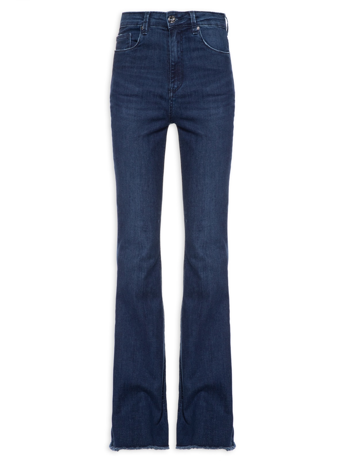 Vista 2 Calça Feminina Jeans Flare Barra Desfiada AZUL AZUL