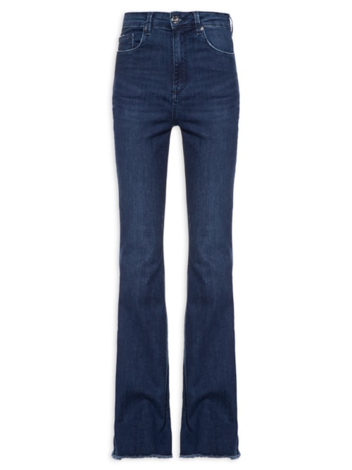Calça Feminina Jeans Flare Barra Desfiada – Azul