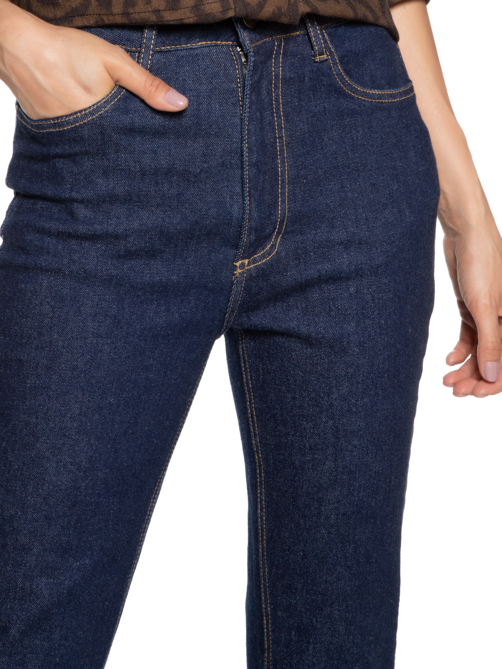 Calça Feminina Jeans Flare Barra Larga Azul Mob