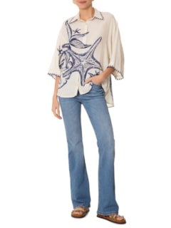 Calça Feminina Jeans Flare Cintura Alta - Azul by FARM