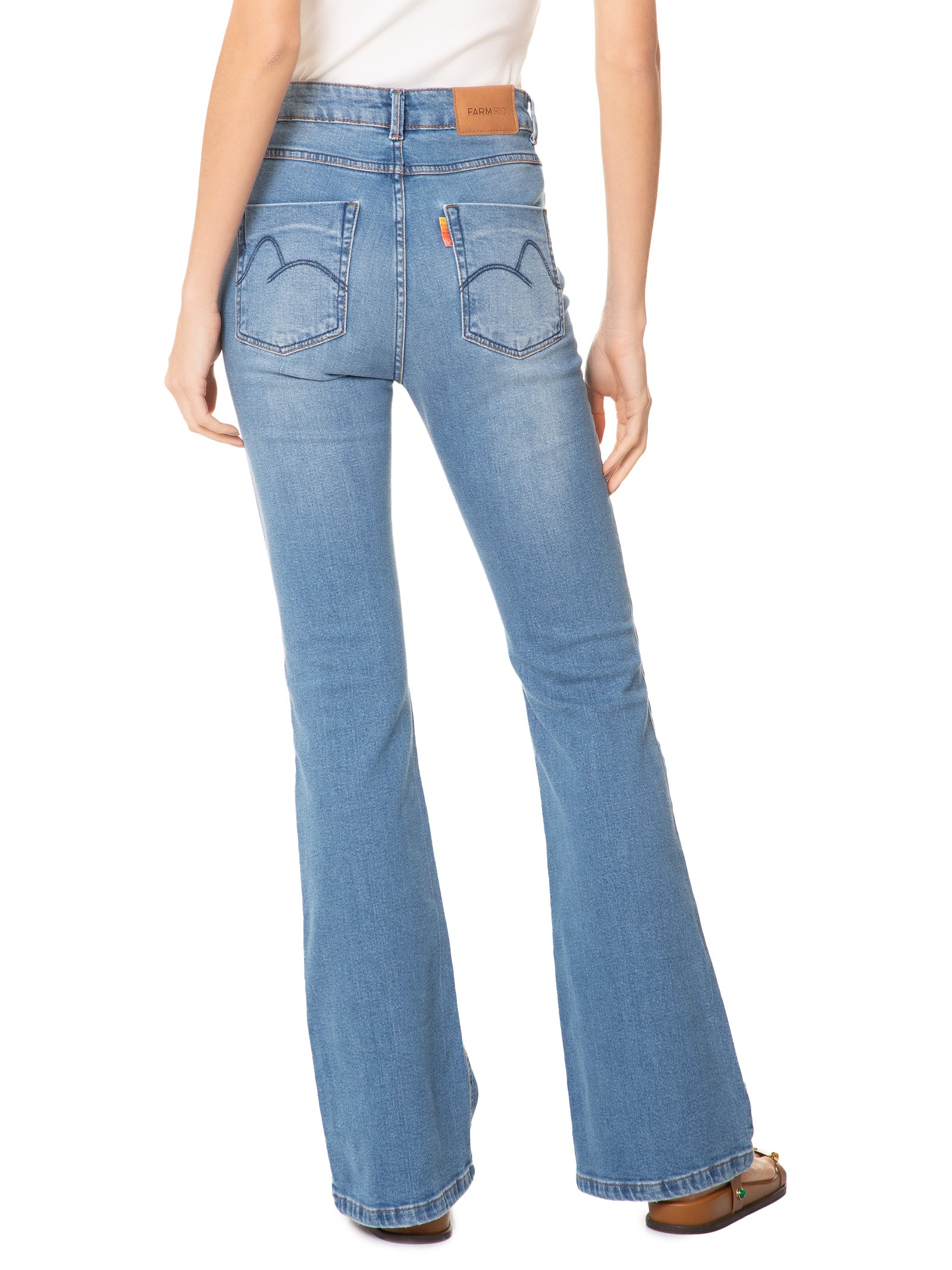 Calça Feminina Jeans Flare Cintura Alta Azul Farm