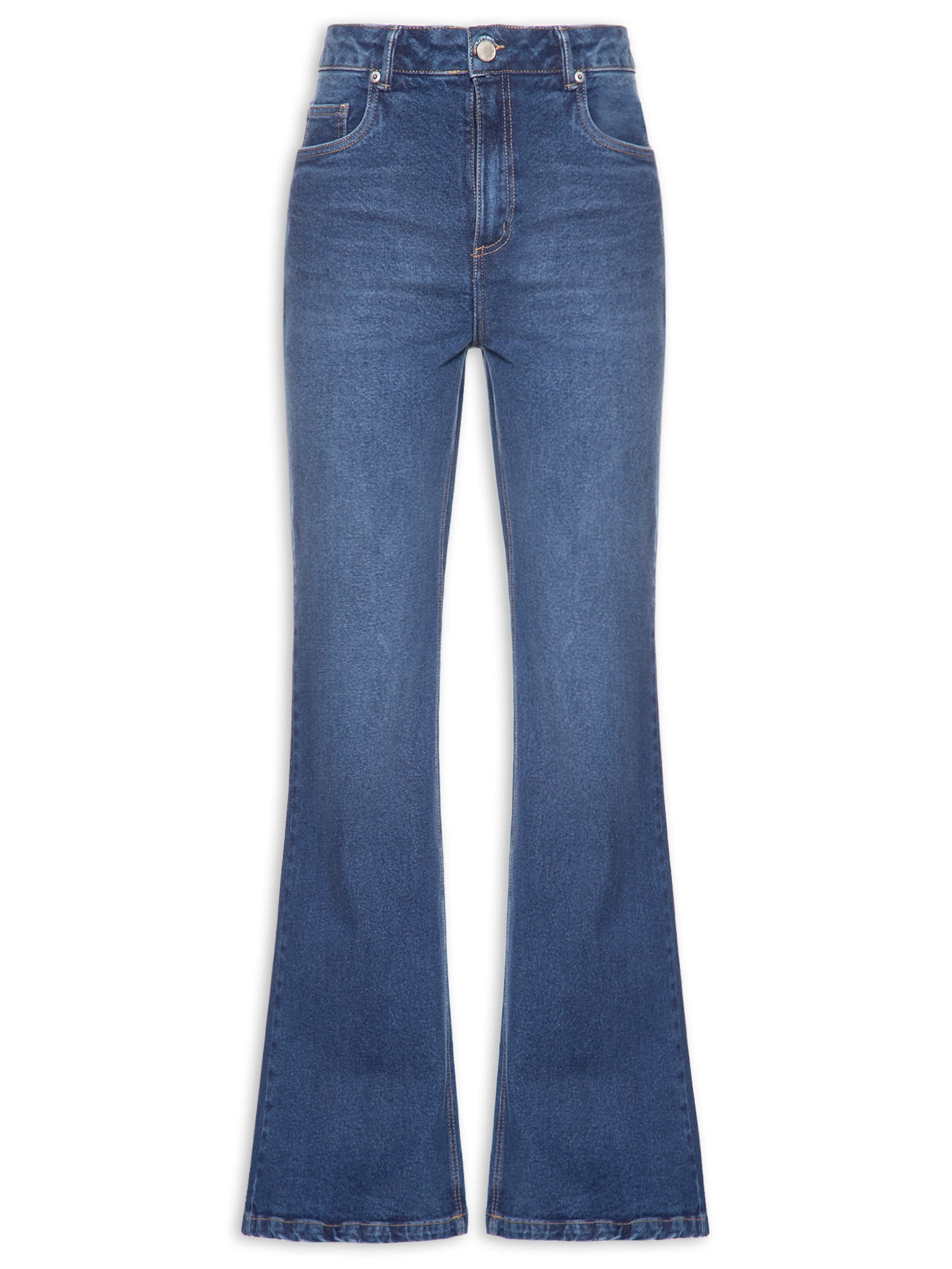 Calça Feminina Jeans Flare Cintura Alta Used Azul Maria Filó