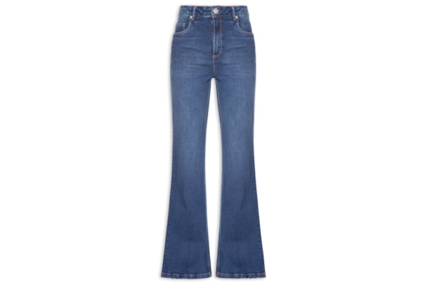 Calça Feminina Jeans Flare Cintura Alta Used - Azul