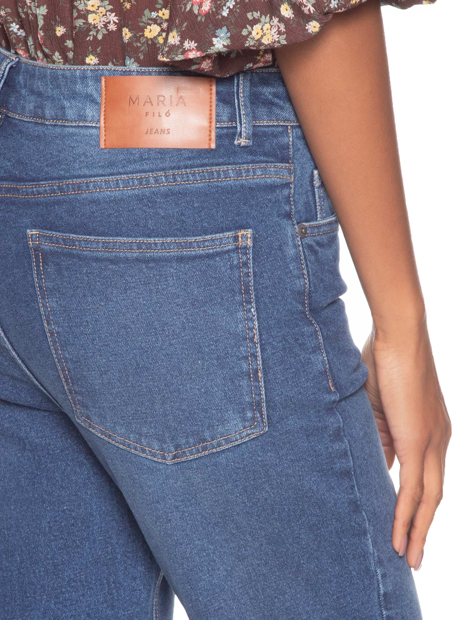 Calça Feminina Jeans Flare Cintura Alta Used Azul Maria Filó