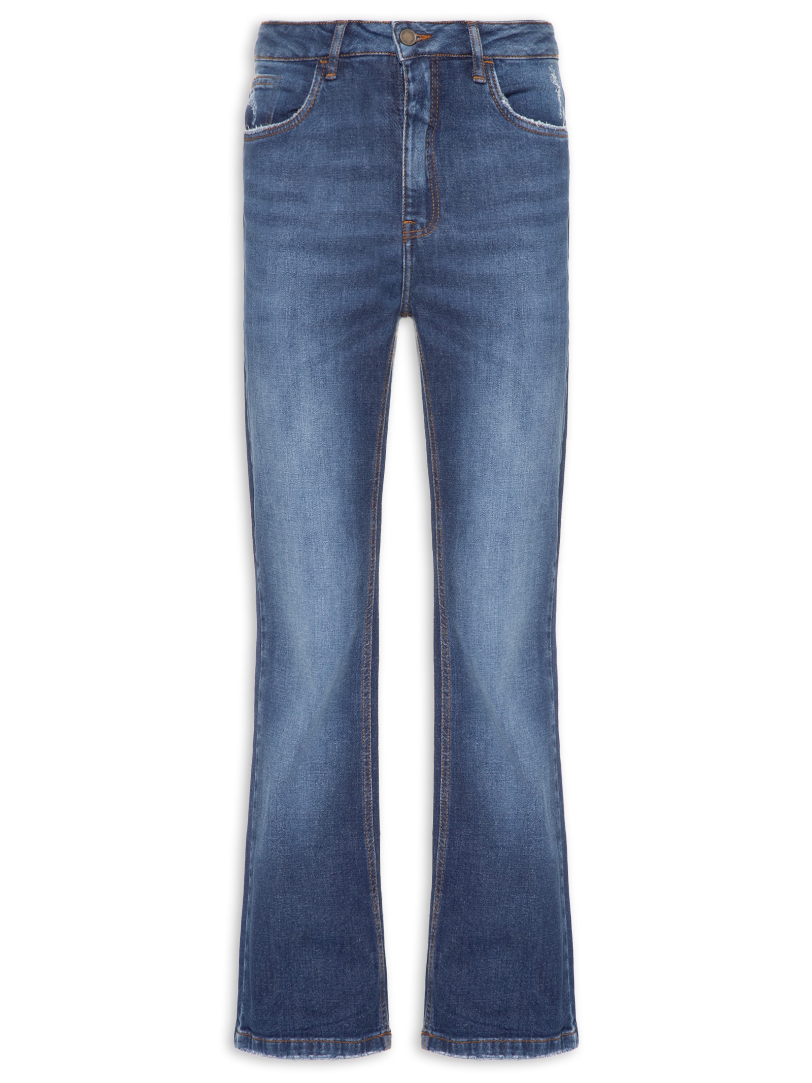 Calça Feminina Jeans Flare Desgaste Azul Maria Filó