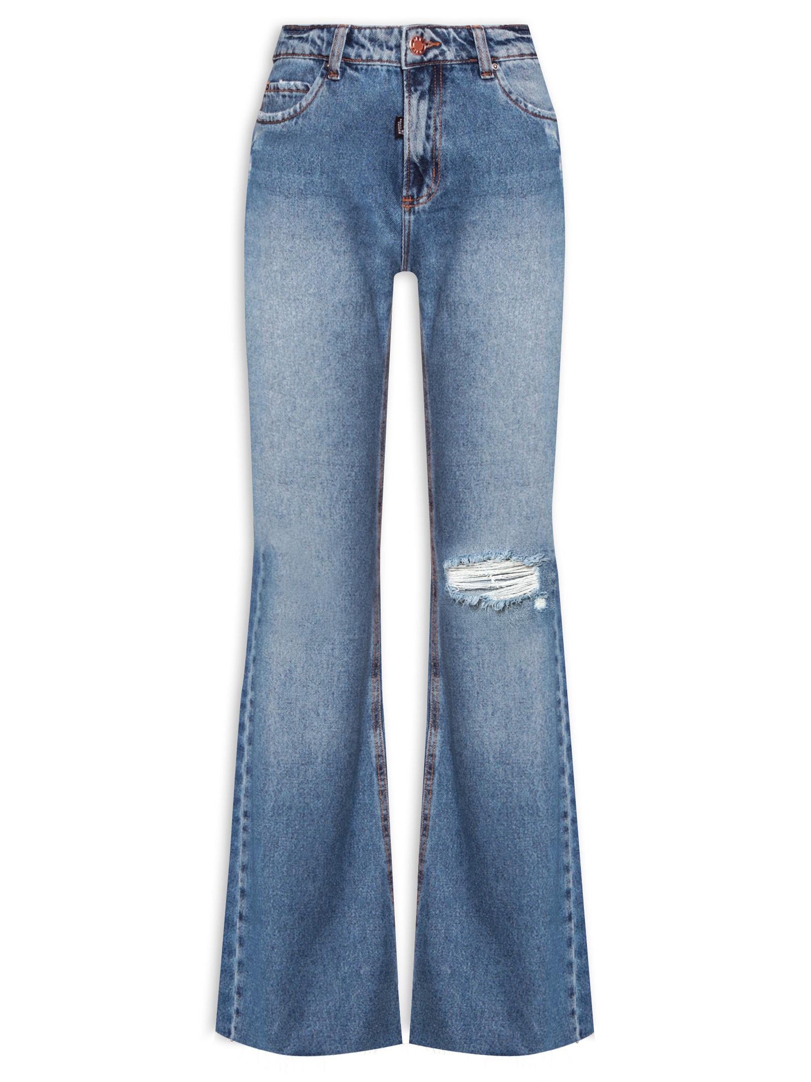 My Favorite Things Calça Feminina Jeans Flare High Azul