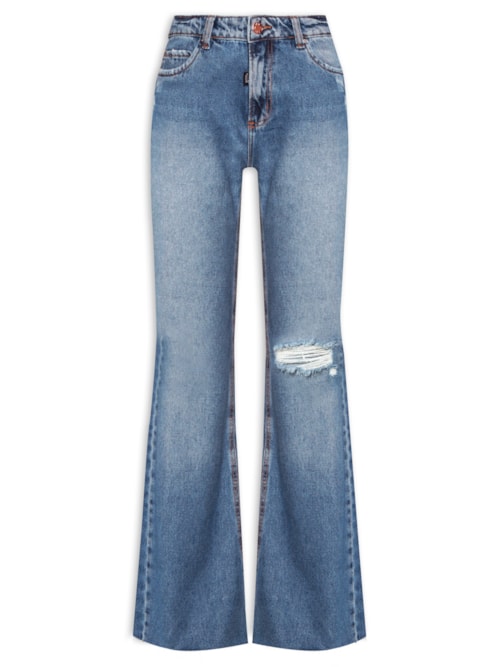 Calça Feminina Jeans Flare High - Azul
