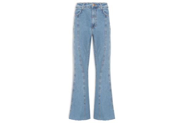 Calça Feminina Jeans Fluída Recortes - Azul