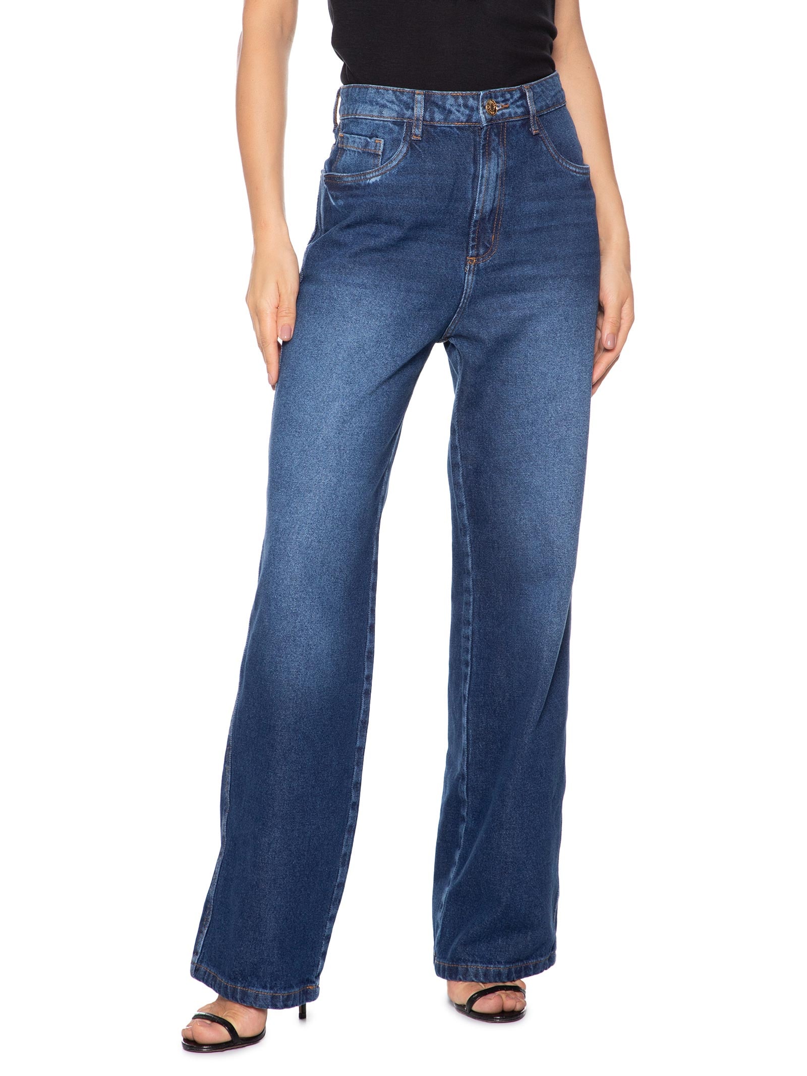 Calça Feminina Jeans Full Lenght Higi Azul Lança Perfume