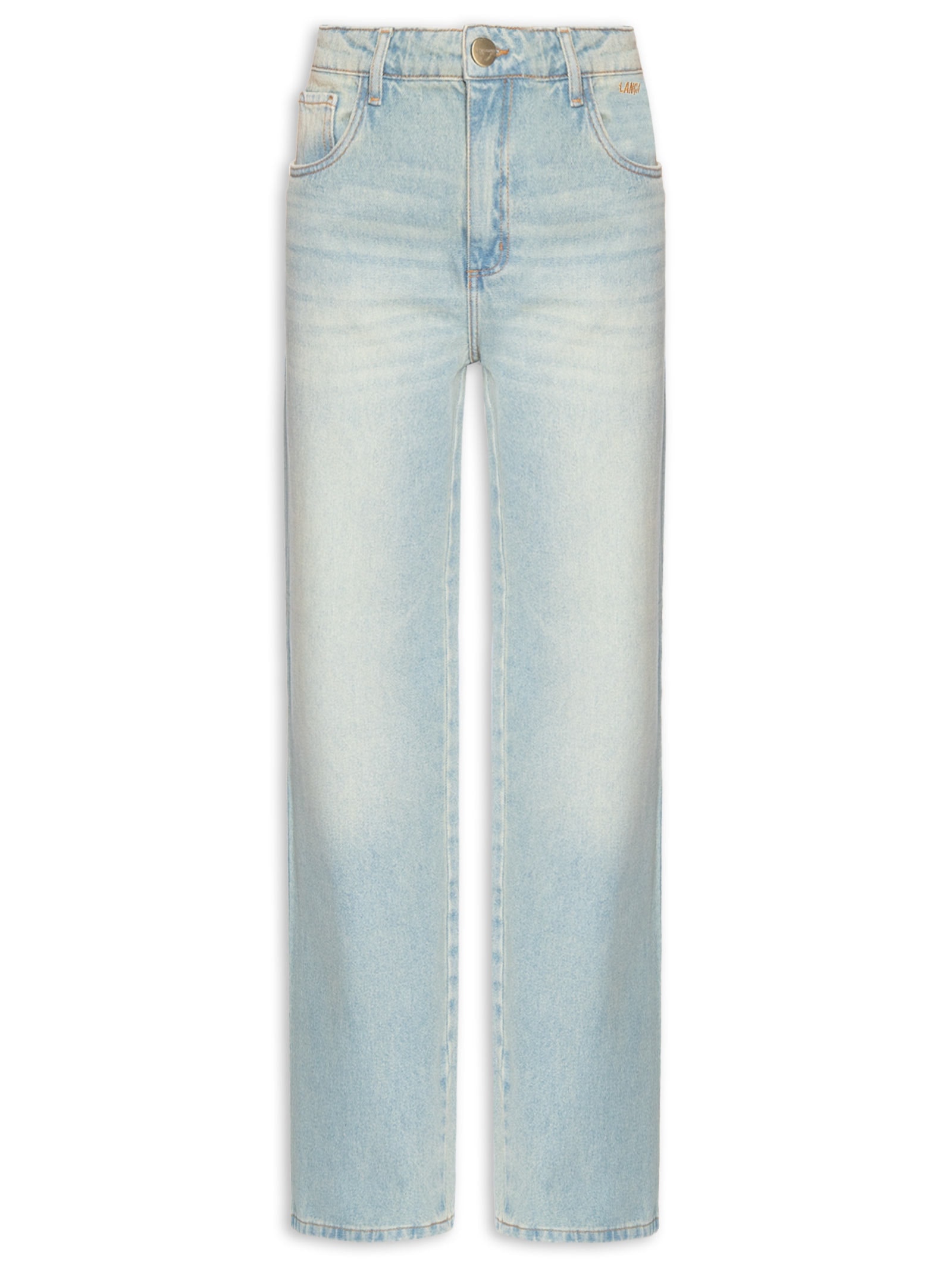 Calça Feminina Jeans Full Length Cintura Alta Azul Lança Perfume