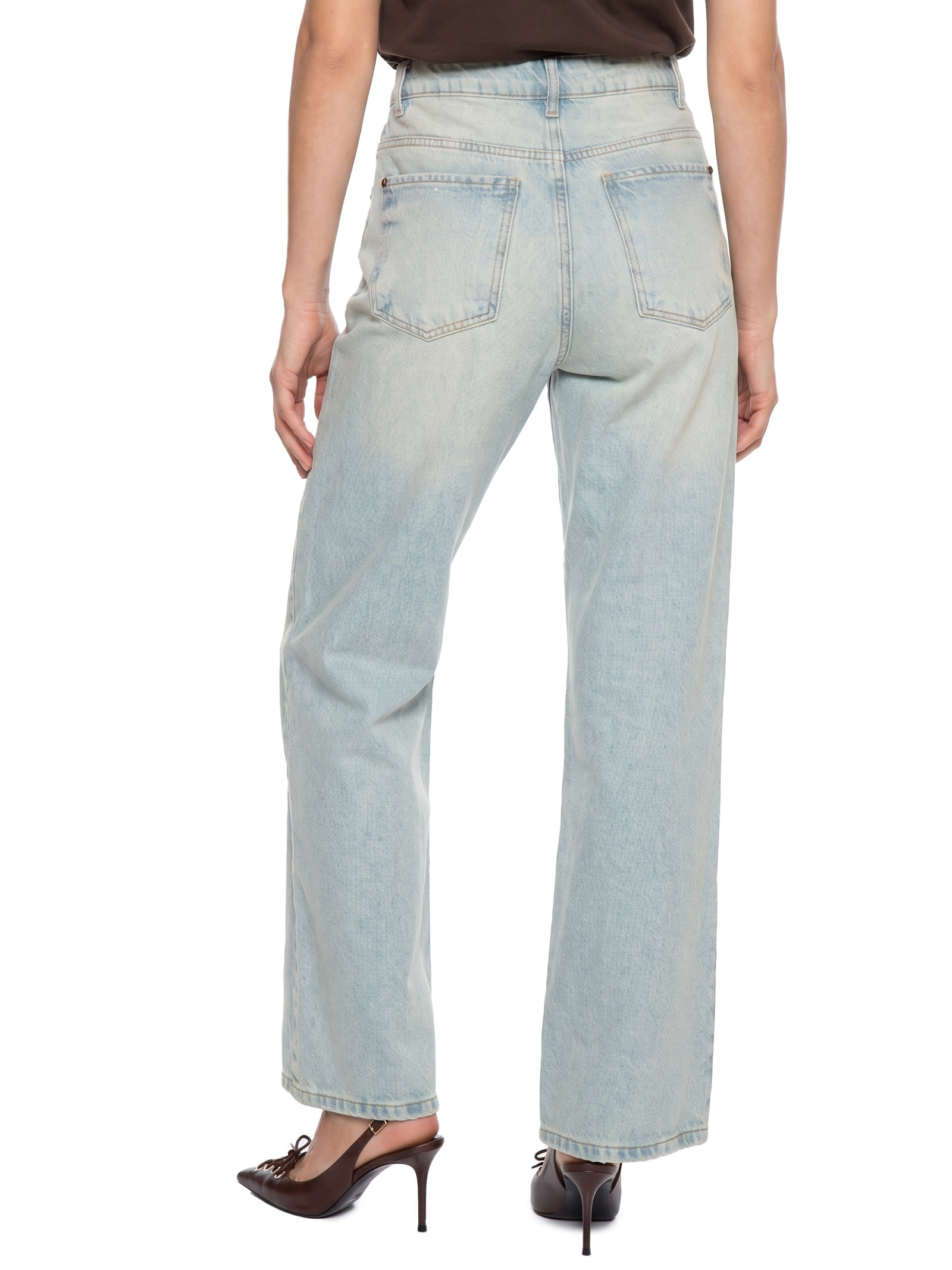 Calça Feminina Jeans Full Length Cintura Alta Azul Lança Perfume