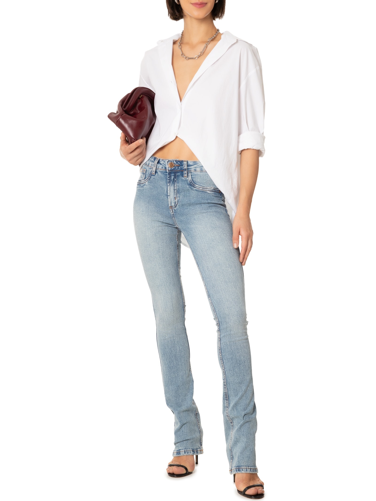 Calça Feminina Jeans Hera Boot Cut High Azul Lança Perfume