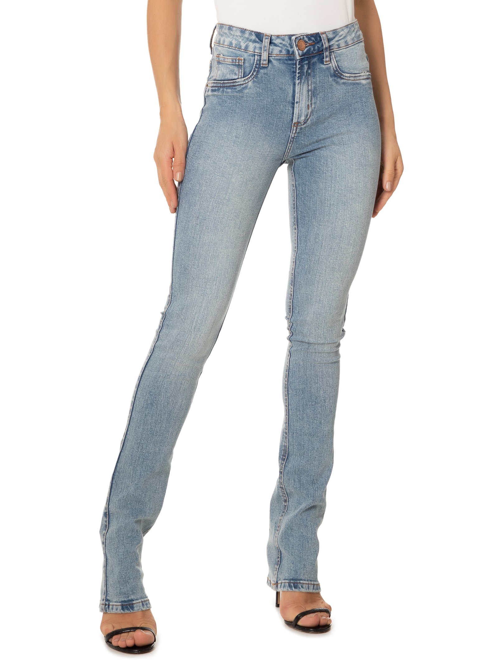 Calça Feminina Jeans Hera Boot Cut High Azul Lança Perfume