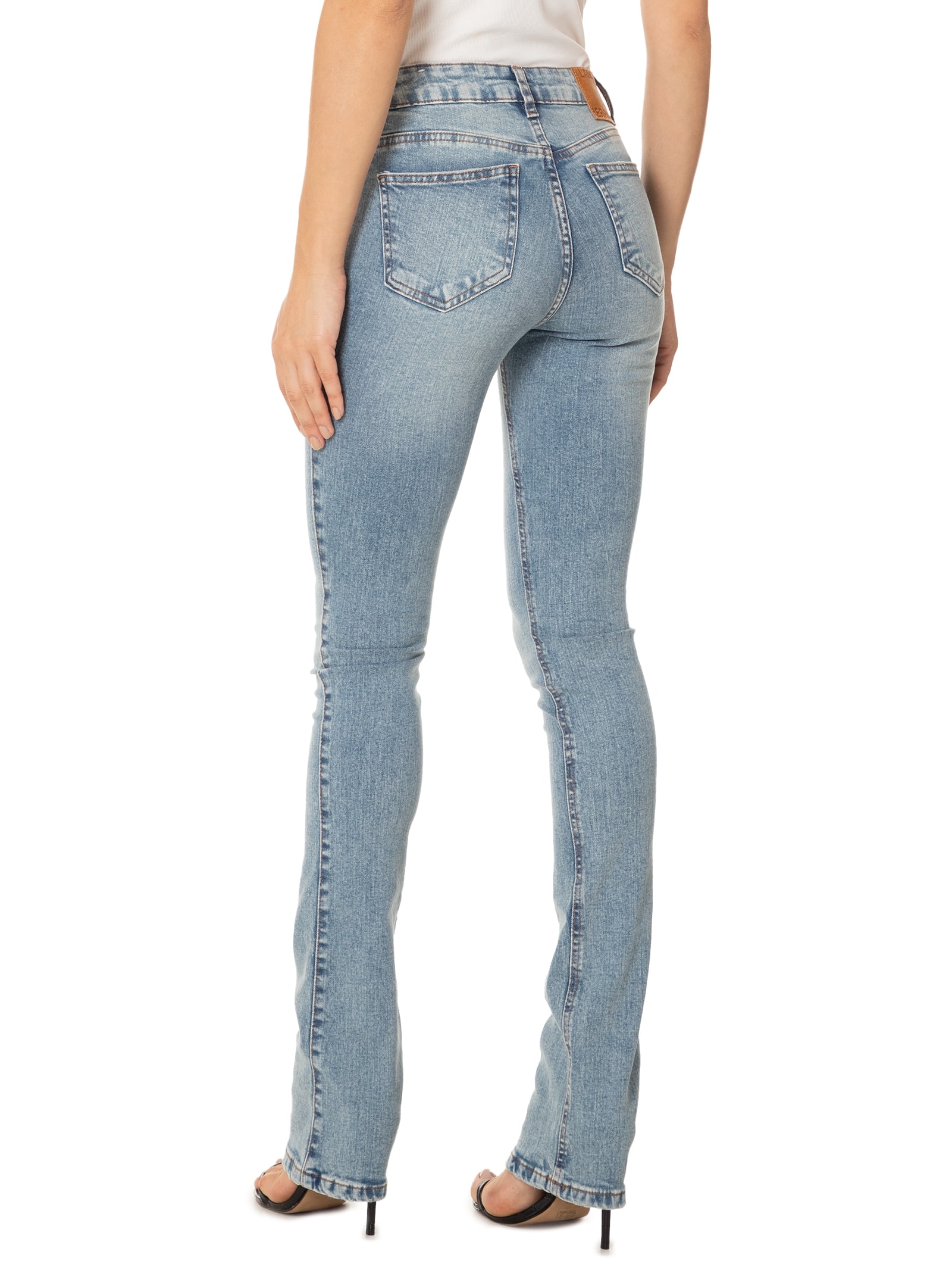 Calça Feminina Jeans Hera Boot Cut High Azul Lança Perfume