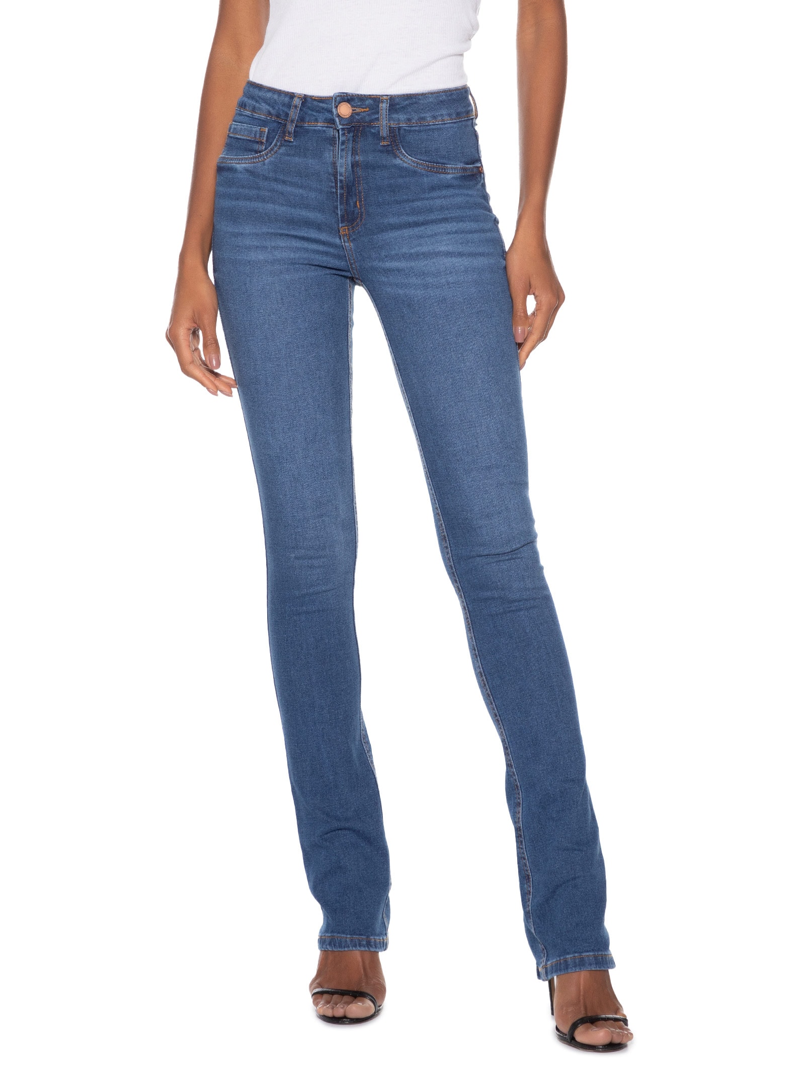 Calça Feminina Jeans Hera Boot Cut High Azul Lança Perfume