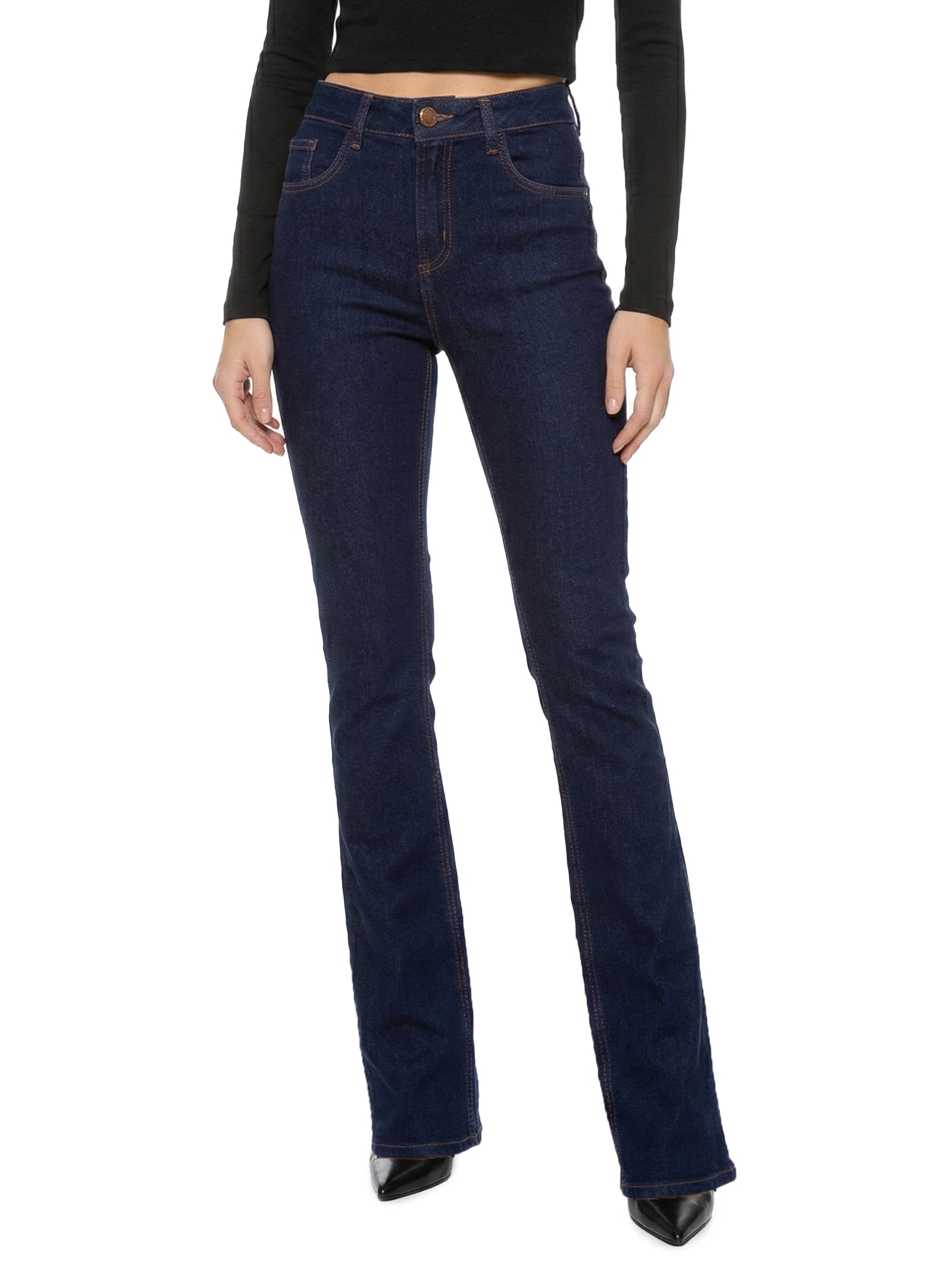 Calça Feminina Jeans Hera Boot Cut High Azul Lança Perfume