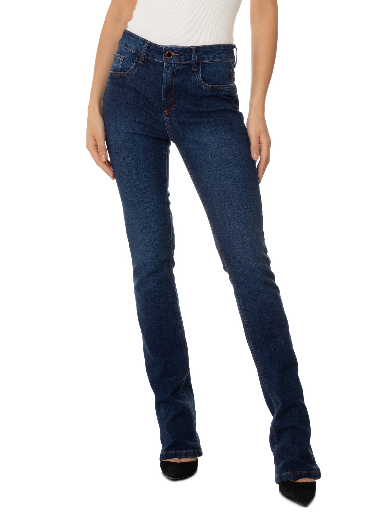 Calça Feminina Jeans Hera Boot Cut High Azul Lança Perfume