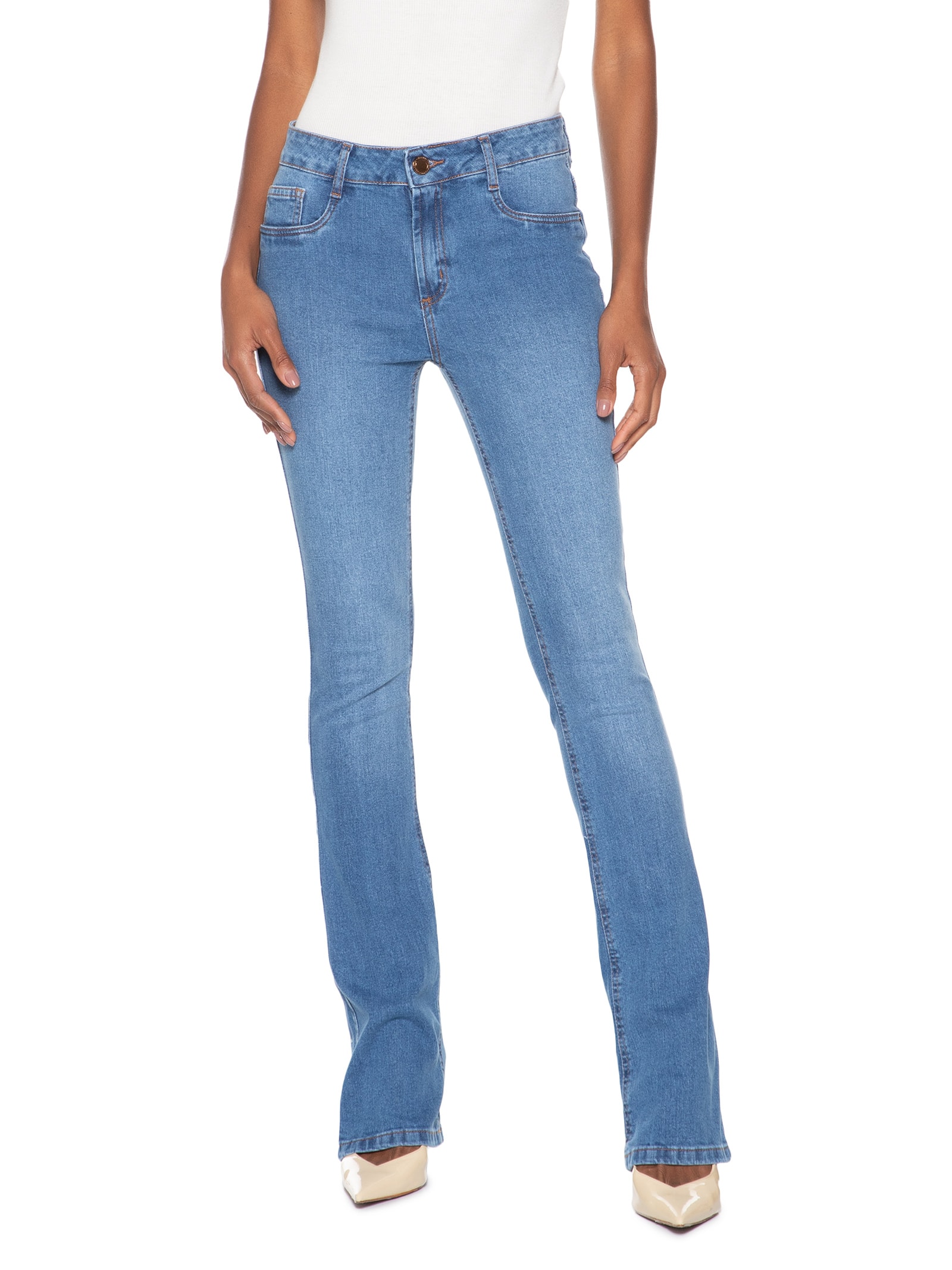 Calça Feminina Jeans Hera Boot Cut High Azul Lança Perfume