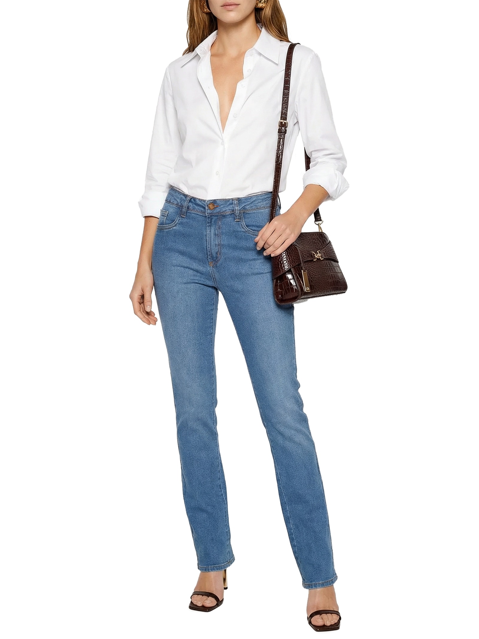 Calça Feminina Jeans Hera Boot Cut High Azul Lança Perfume