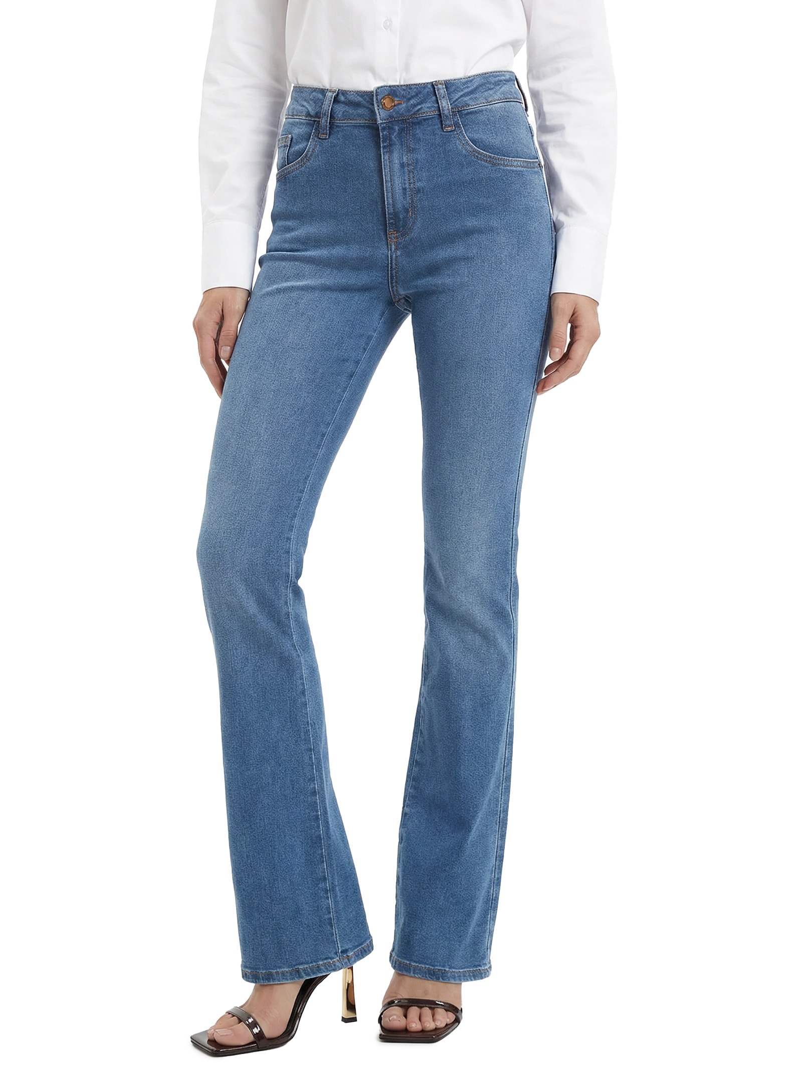 Calça Feminina Jeans Hera Boot Cut High Azul Lança Perfume