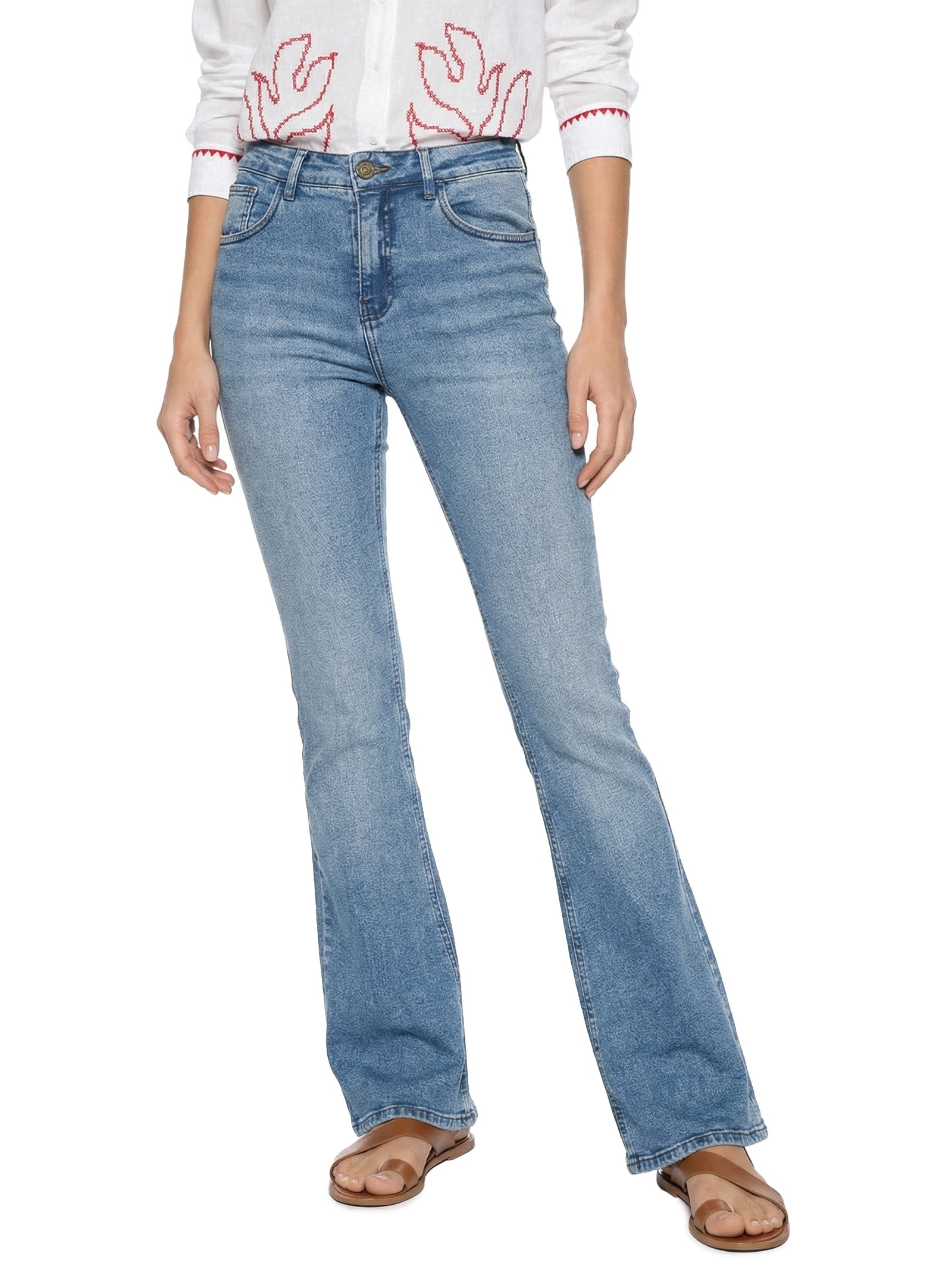 Calça Feminina Jeans I Flare Azul Cantão